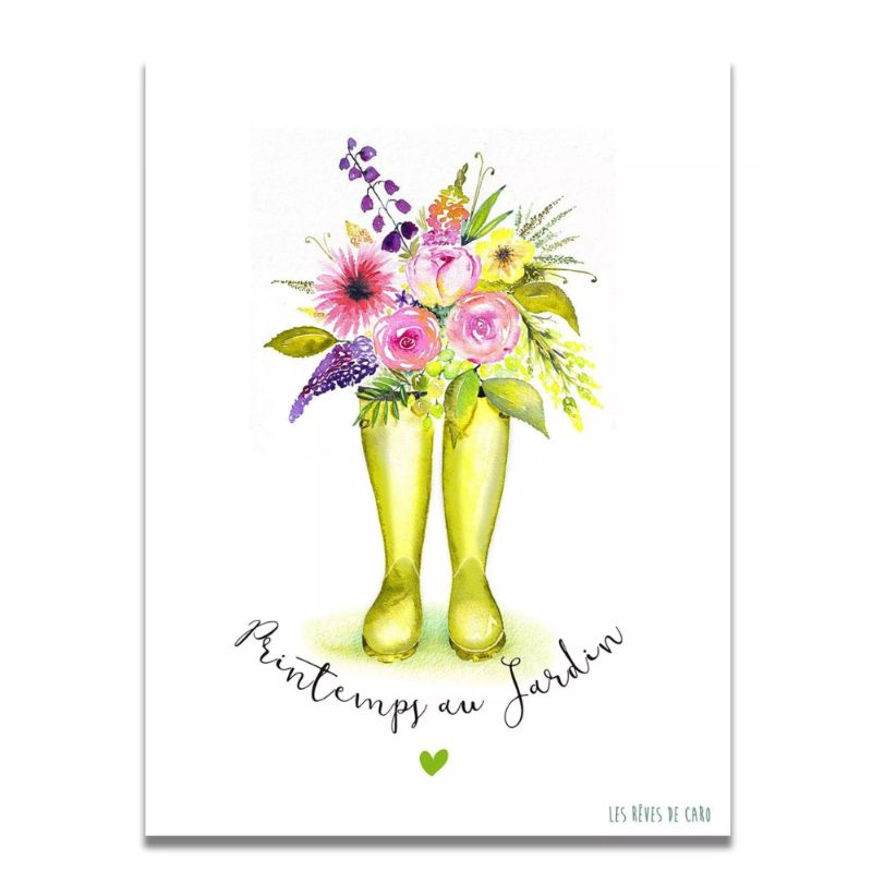 Affiche Aquarelle Printemps au Jardin