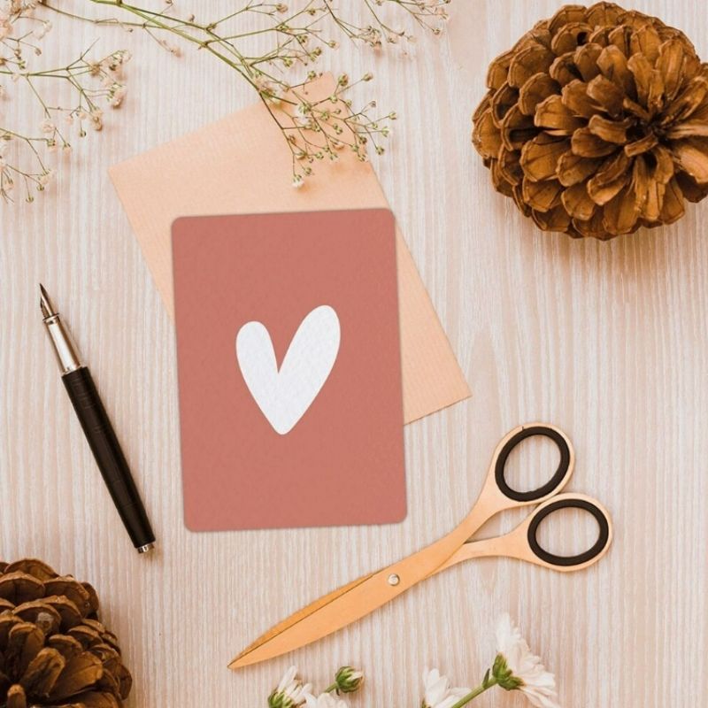 Carte simple Cœur Rose