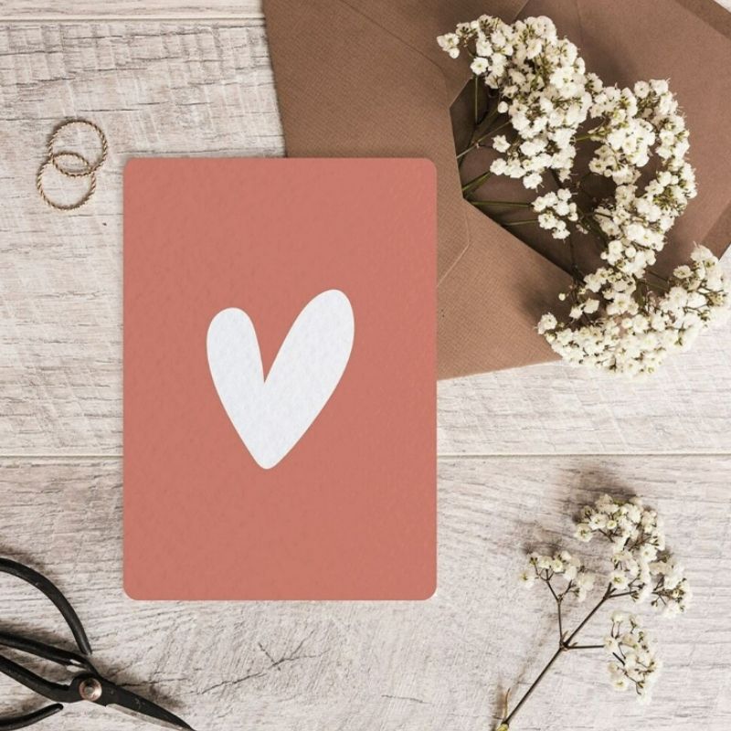 Carte simple Cœur Rose