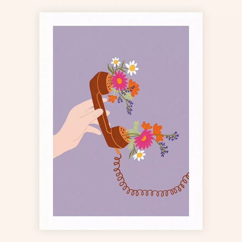 Affiche Fleurie mauve "Allo"