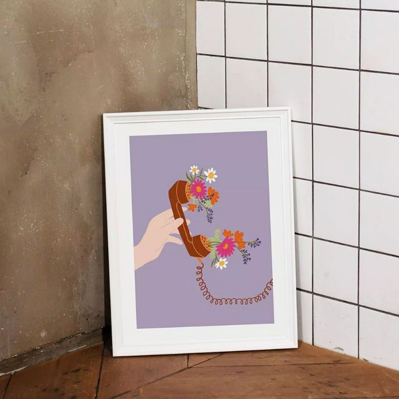 Affiche Fleurie mauve "Allo"