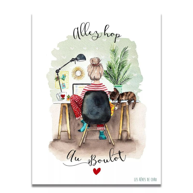 Affiche Aquarelle Télétravail