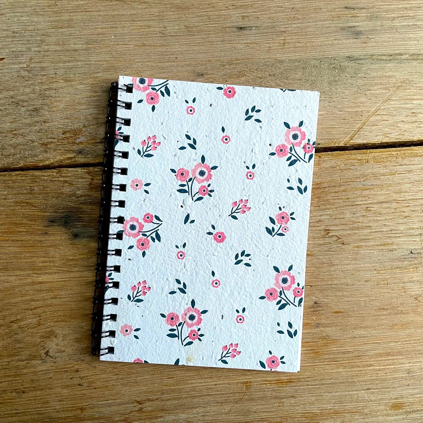 Carnet à Spirales avec Couverture à Planter – Fleurs roses