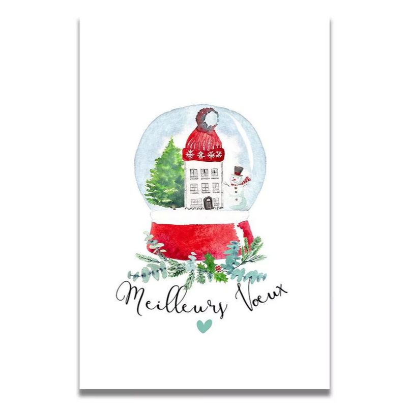 Carte de Vœux Aquarelle Boule de Noël