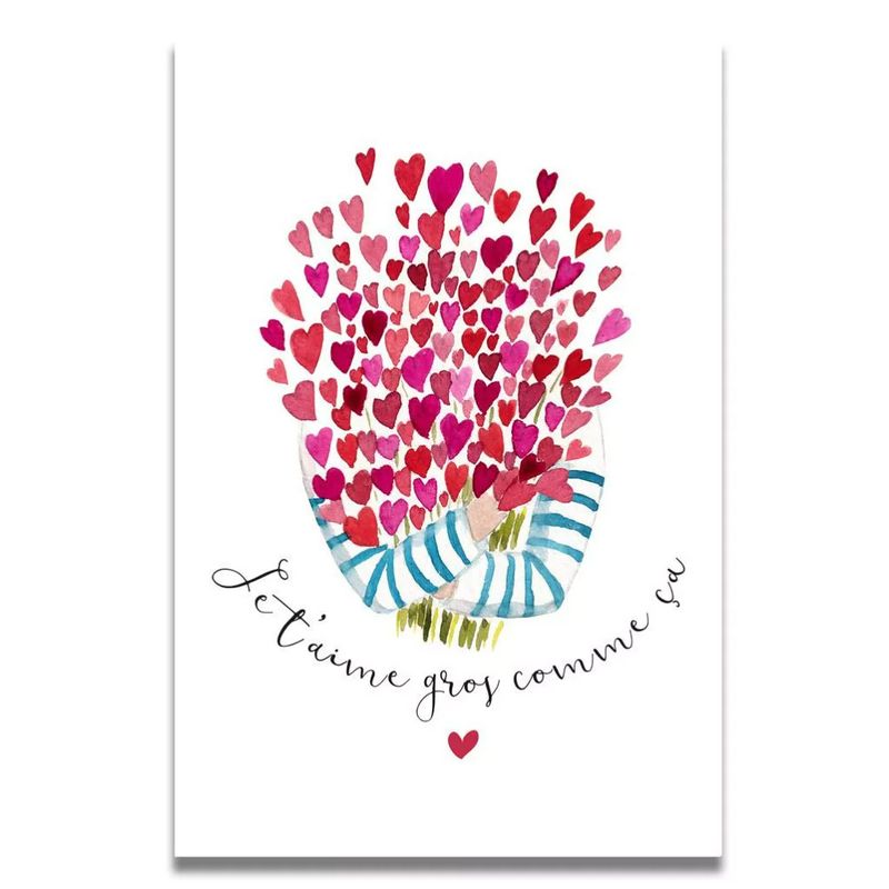 Carte Aquarelle Bouquet de Cœurs