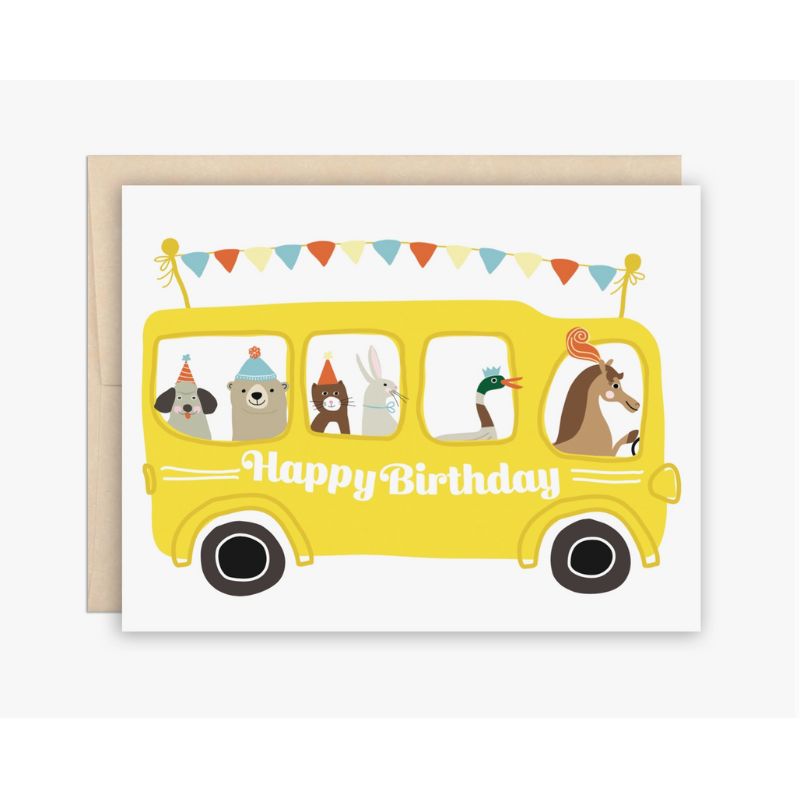 Carte d’Anniversaire pour Enfant - Bus des Animaux