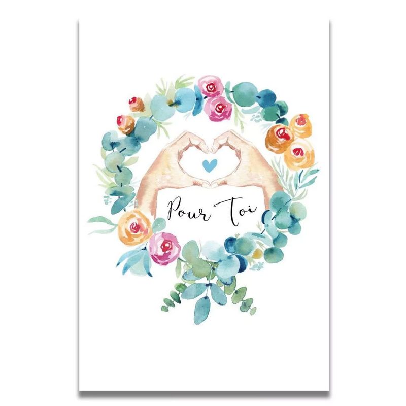 Carte Aquarelle Cœur pour toi