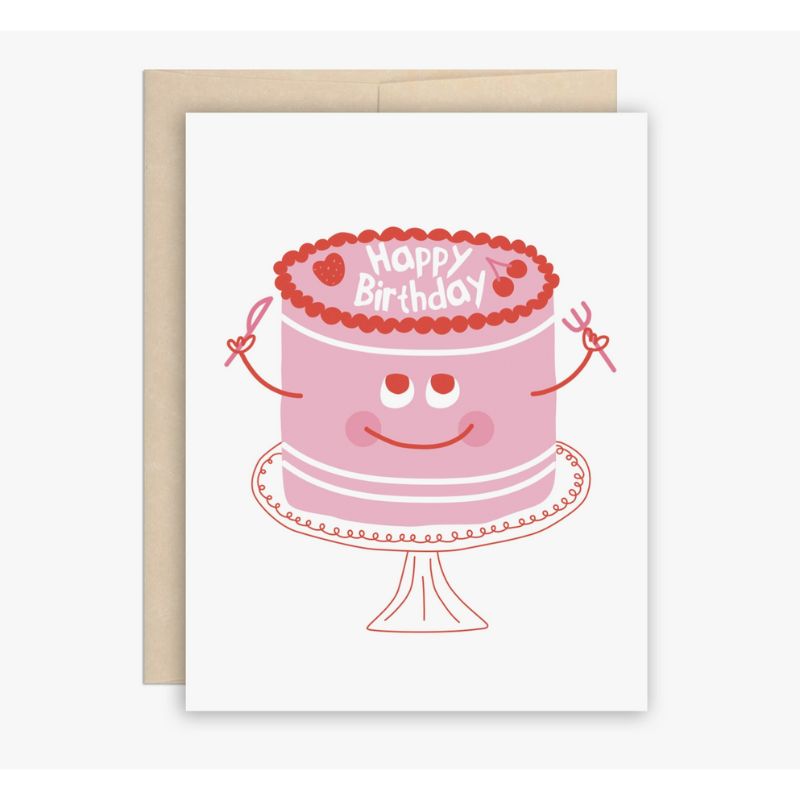 Carte d’Anniversaire Gâteau Rose