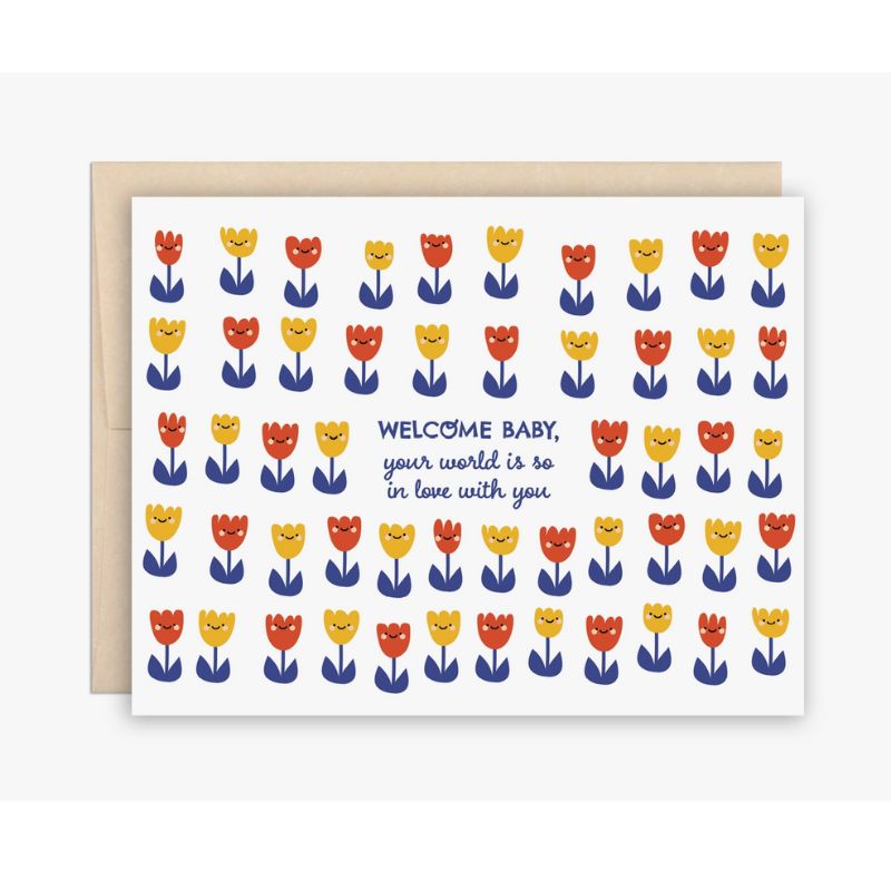 Carte de Naissance Welcome Baby – Tulipes