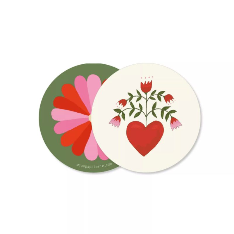 Dessous de Verre Cœur Fleuri