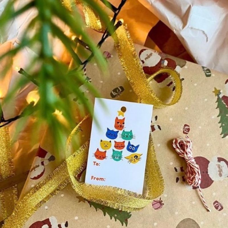 Lot de 10 Etiquettes Cadeaux Chats