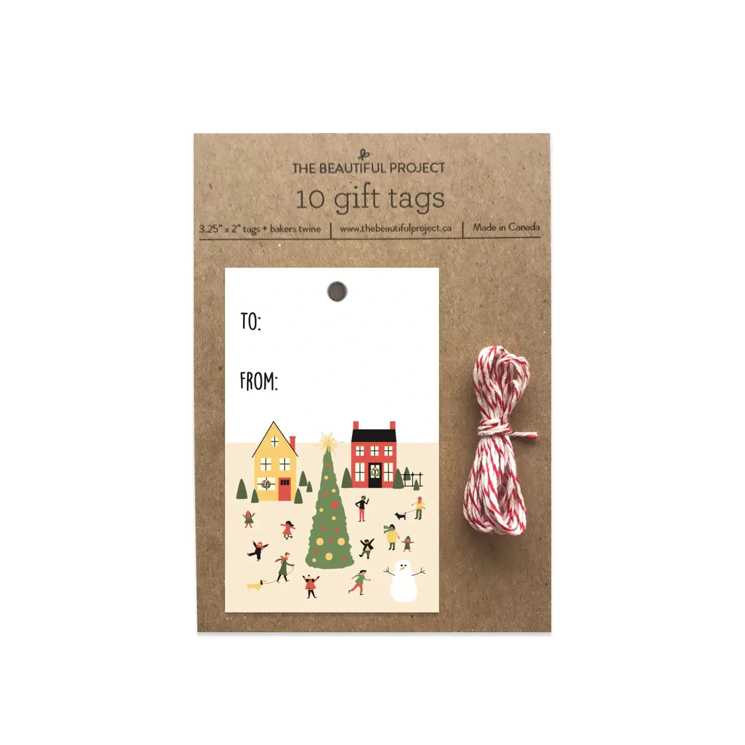 Lot de 10 Etiquettes Cadeaux Village de Noël