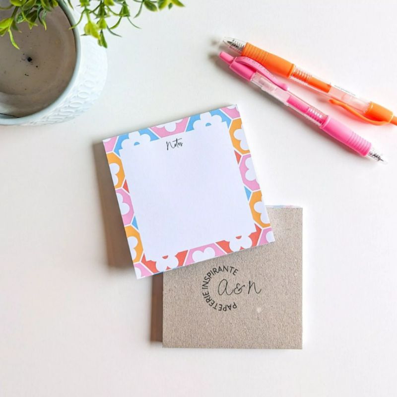 Bloc carré – Lot de 2 Bloc-Notes Mosaïque Fleurie