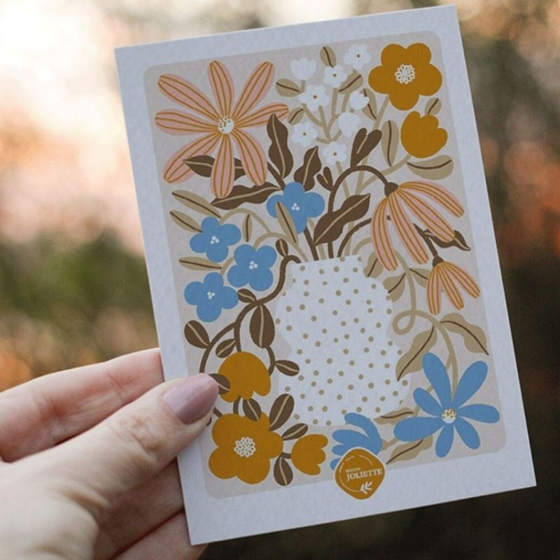 Carte Simple Myosotis & Capucine
