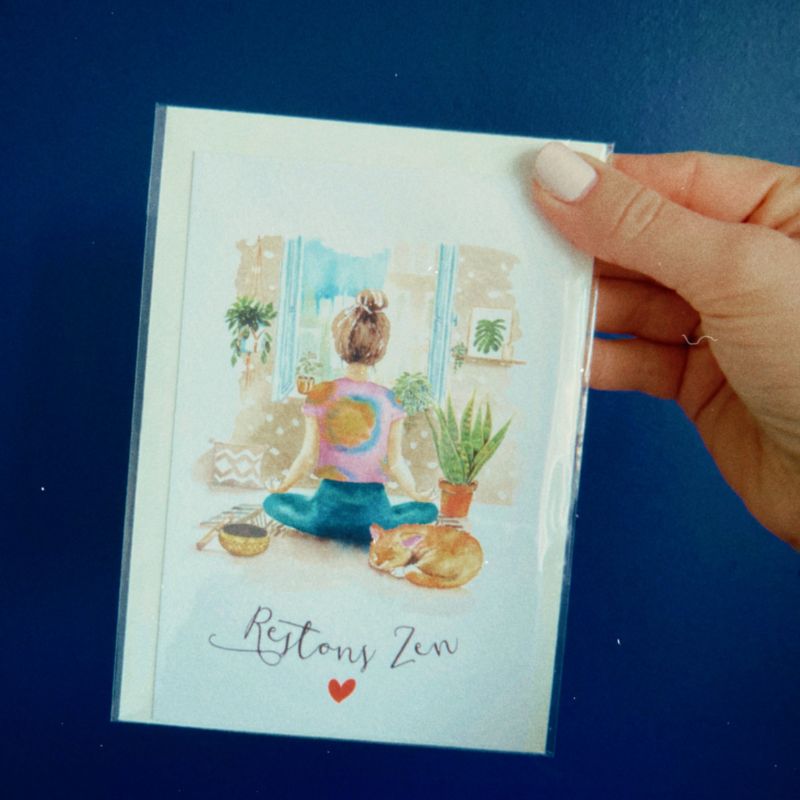 carte aquarelle restons zen méditation message positif 