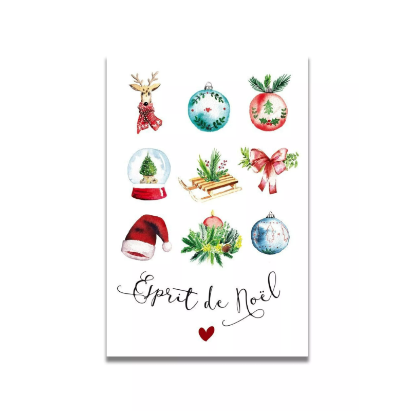 Carte de Vœux Aquarelle Esprit de Noël