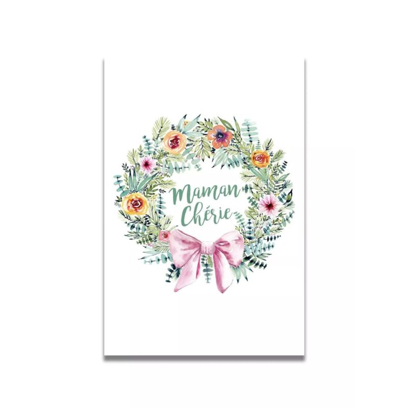 carte fête des mères maman chérie illustration aquarelle fleurie