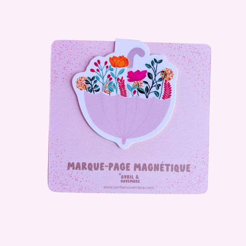 marque-page magnétique parapluie fleuri coloré