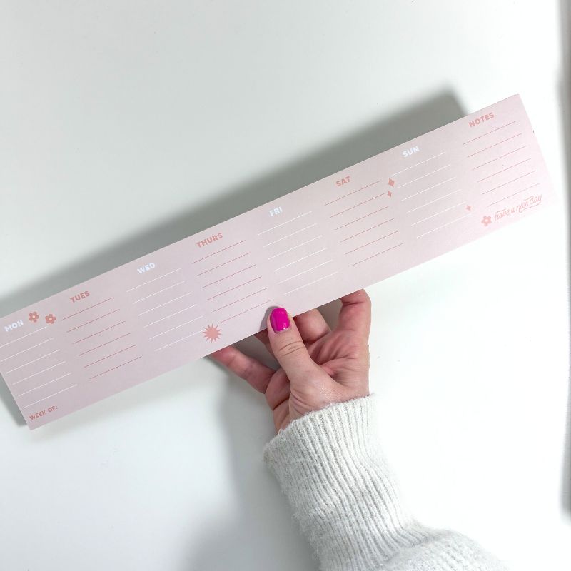 planner semainier papier rose à fleurs