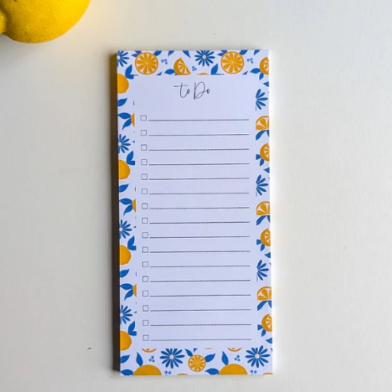 bloc-notes pour to-do list petit format motif citrons fait main en france