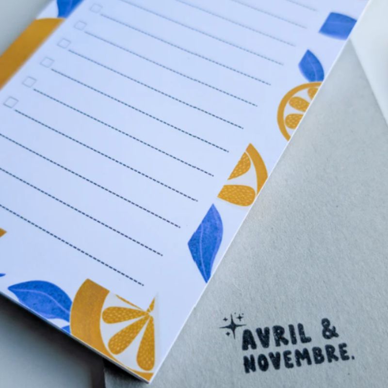 bloc-notes to-do list citrons close up