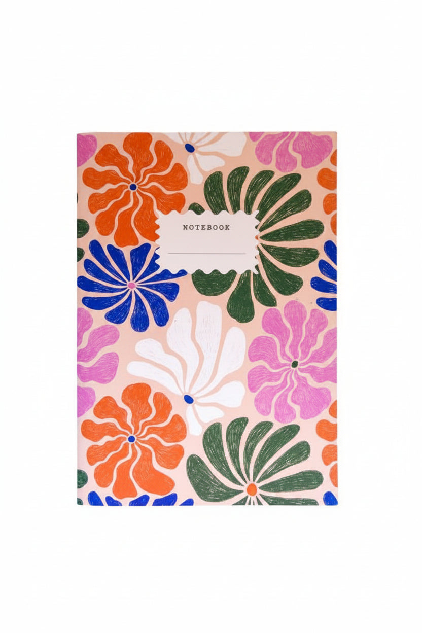carnet groovy couverture souple motif floral. Cahier écoresponsable en papier recyclé. imprimé en France. 