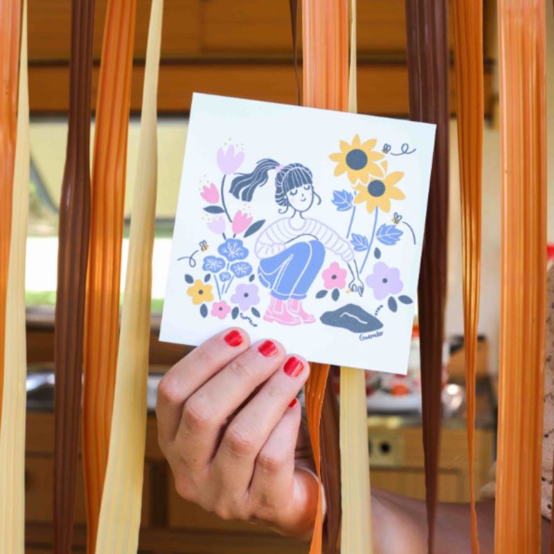 carte thème jardinage et nature. imprimée en France sur papier recyclé. Illustration Gwendoline Lefeuvre.