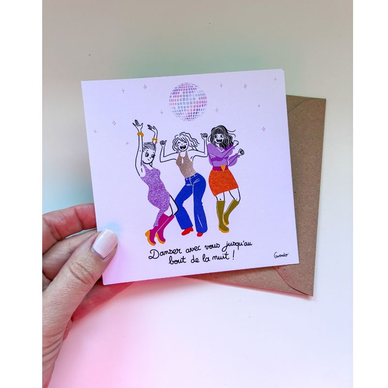 carte girl power écoresponsable imprimée en France sur papier recyclé. Carte d'amitié pour amies.