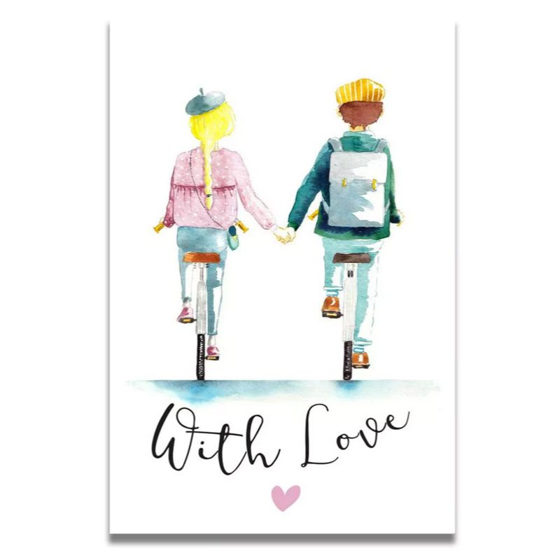 Carte Aquarelle Couple à Vélo