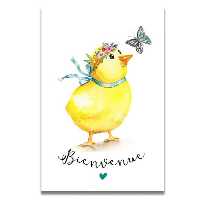 Carte de Naissance Poussin Aquarelle
