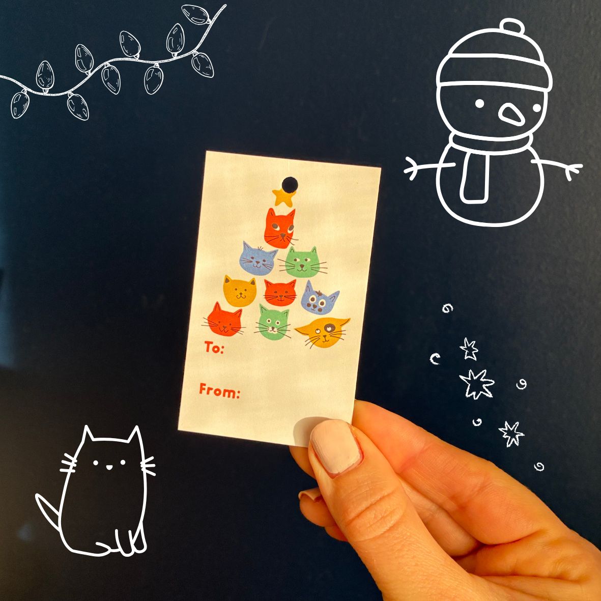 etiquettes cadeaux pour noël motif chats colorés