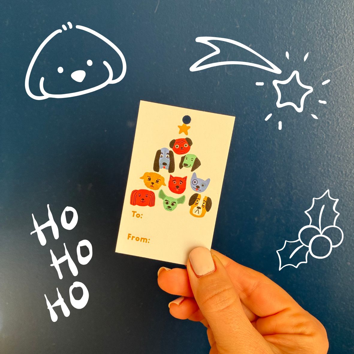 étiquettes cadeaux pour noël motif chiens colorés