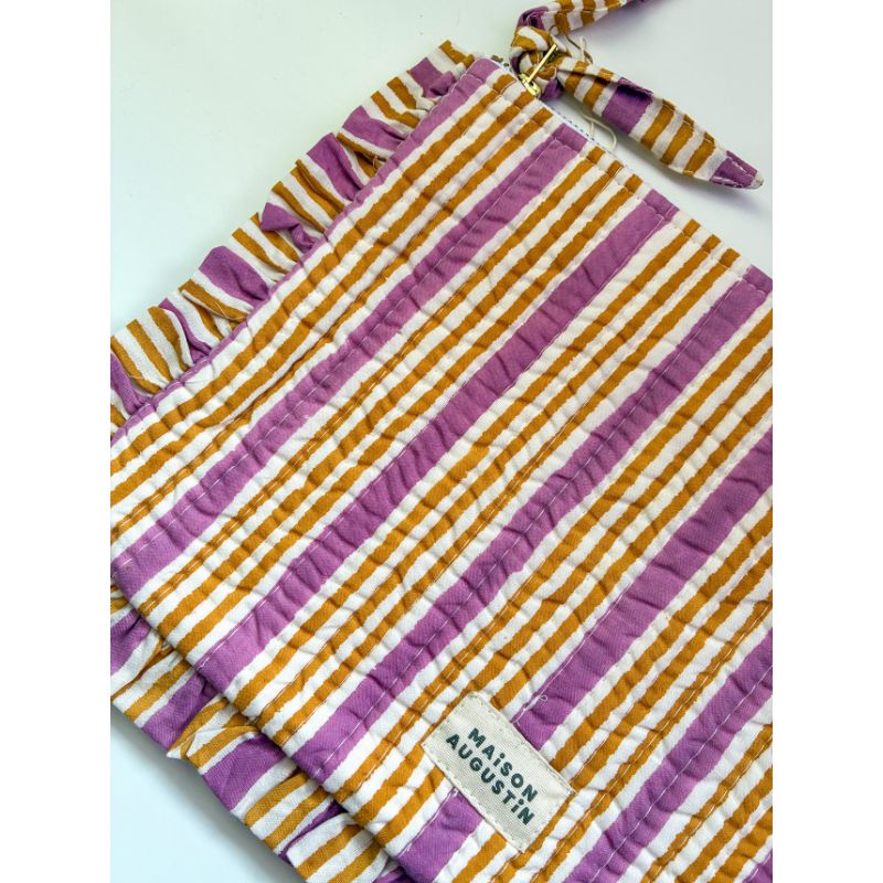 grande pochette en tissu à rayures maison augustin