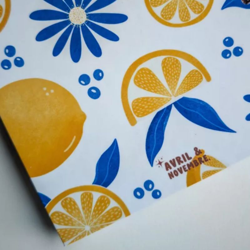 carnet à spirales couverture citrons pages intérieures lignes fabrication artisanale en france