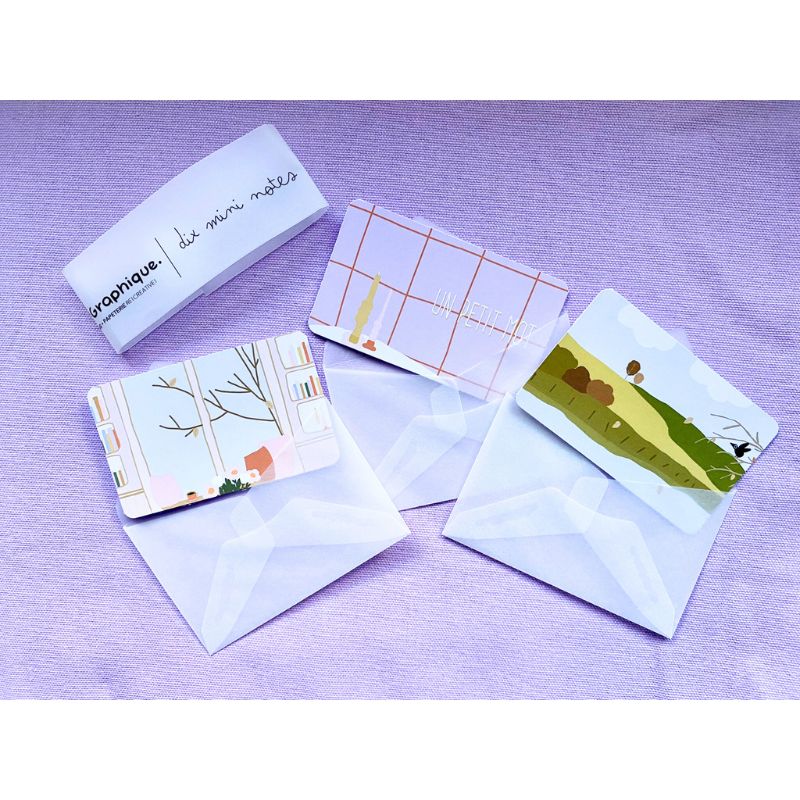 Lot de 10 mini-cartes illustrées