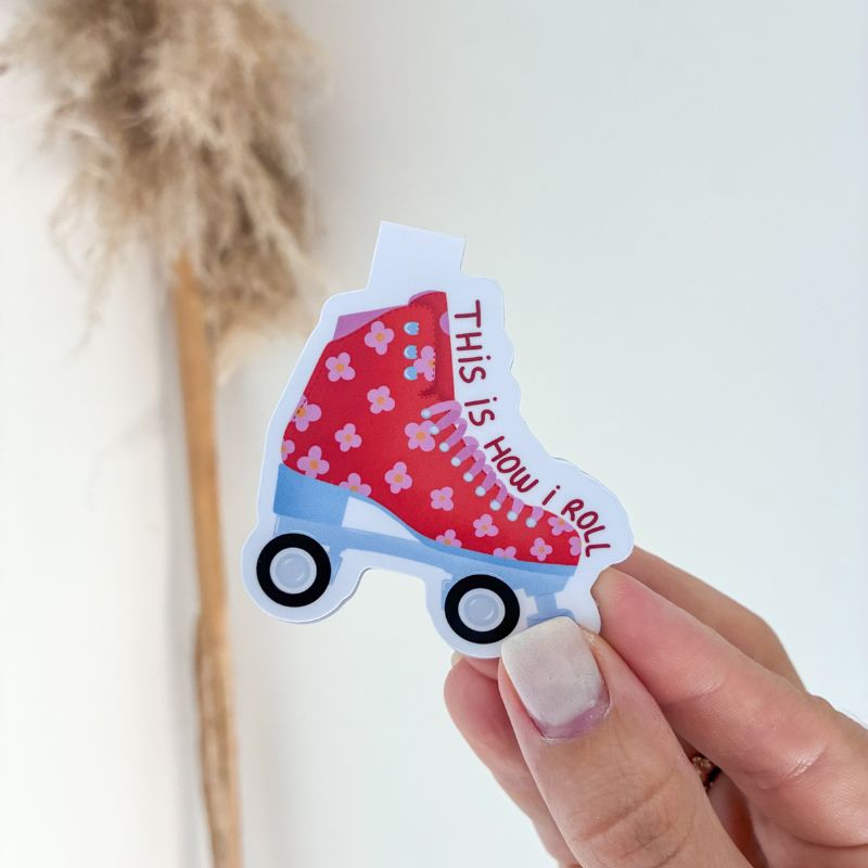 Marque-page magnétique Roller tenu à la main, patin à roulettes fleuri rétro, papeterie originale Avril & Novembre