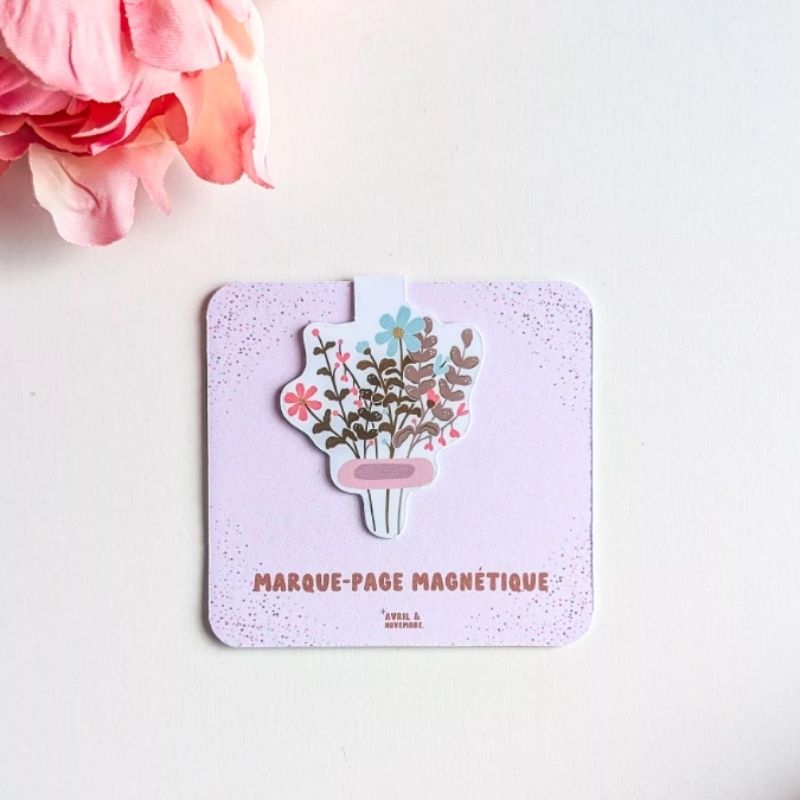 marque-page magnetique bouquet de fleurs creation artisanale made in france avril & novembre petit cadeau pause lecture