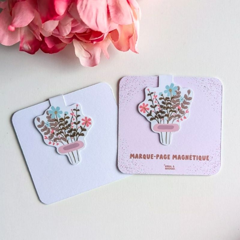 marque-page magnetique bouquet de fleurs creation artisanale made in france avril & novembre petit cadeau pause lecture