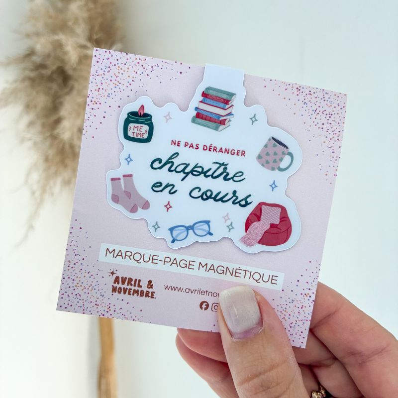 Marque-page magnétique Cosy tenu à la main, packaging cosy automne, papeterie Avril & Novembre