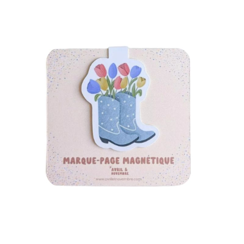 marque-page magnetique bottes fleuries creation artisanale made in france avril & novembre petit cadeau pause lecture