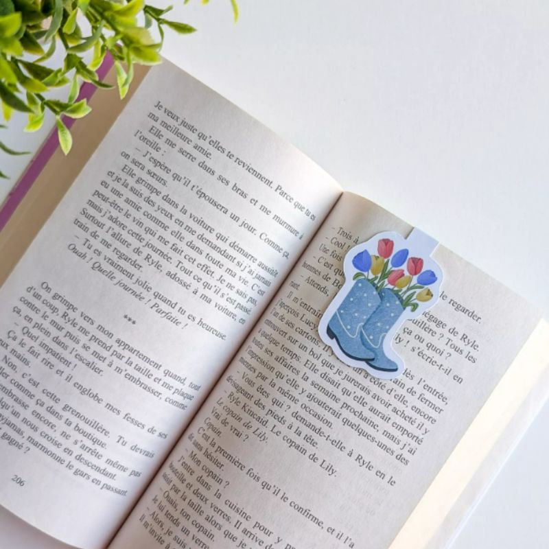 marque-page magnetique bottes fleuries creation artisanale made in france avril & novembre petit cadeau pause lecture