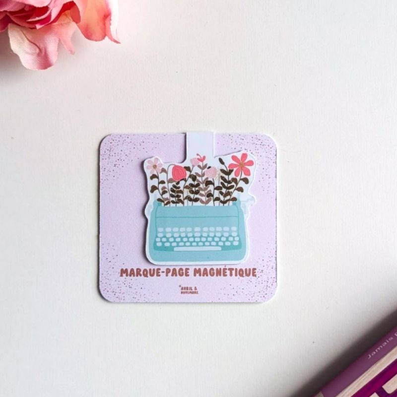 Marque-page magnétique Machine à Écrire vintage fait main France - accessoire lecture éco-responsable