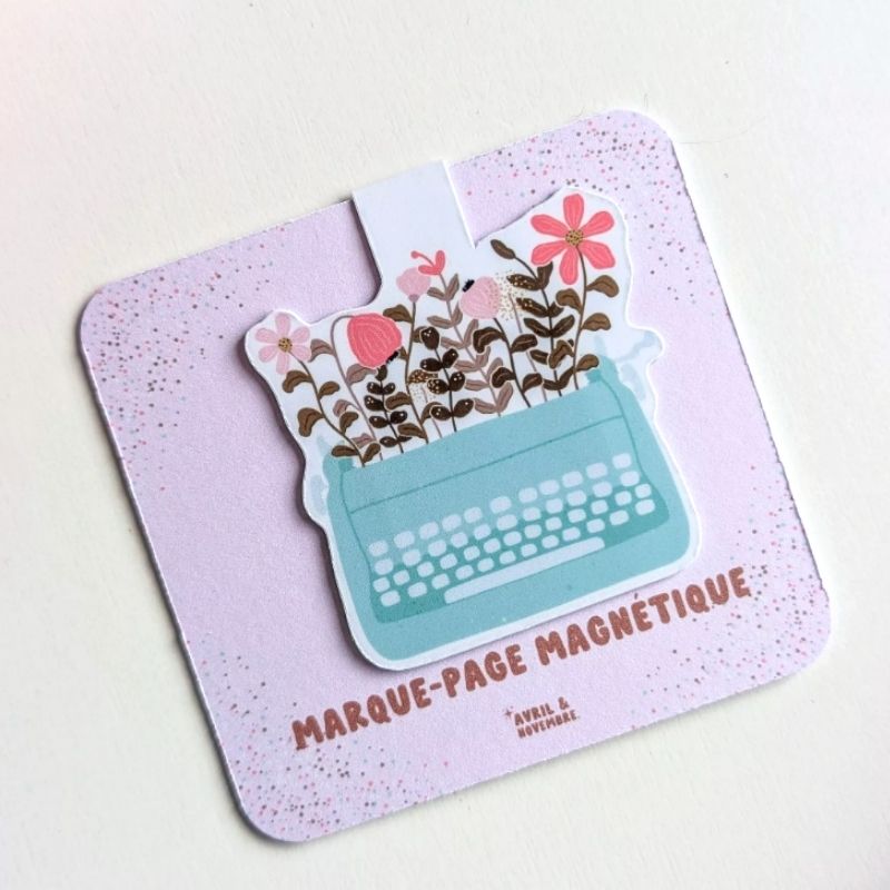 Marque-page magnétique Machine à Écrire vintage fait main France - accessoire lecture éco-responsable