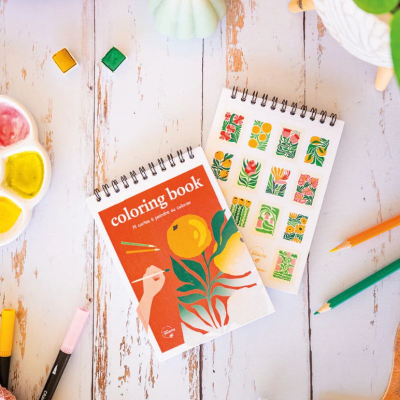 petit carnet de coloriage avec 14 cartes détachables à peindre ou à colorier