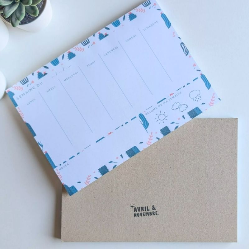 Mini Planner Semainier Cactus