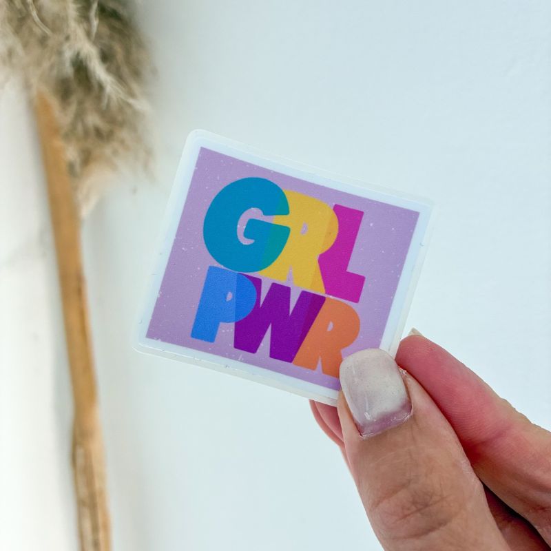 Sticker Girl Power tenu à la main, lettering pop multicolore, papeterie fait main Avril & Novembre