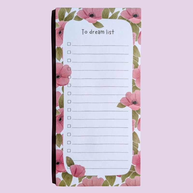 Bloc-notes To-Do List Spring, illustration florale rose et verte, papeterie Avril & Novembre