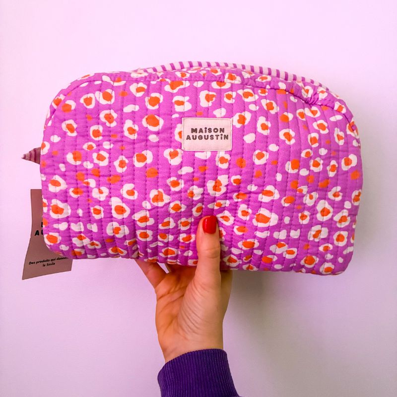 trousse de toilette en tissu Leo Graou Rose, pratique pour tous vos essentiels. Maison augustin