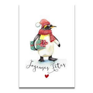 Carte de Voeux Joyeuses Fêtes Pingouin