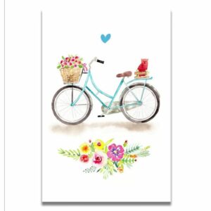 Carte Aquarelle vélo fleuri
